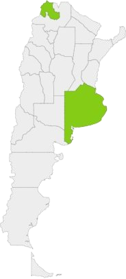 Mapa de Argentina con Jujuy y Buenos Aires resaltadas
